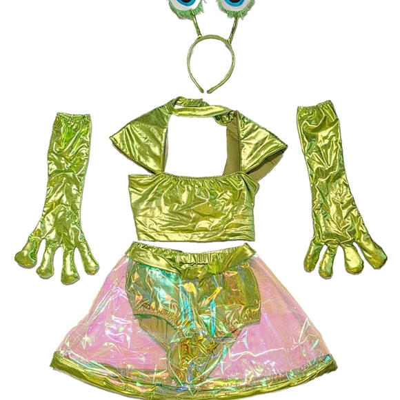 Leg Avenue Shiny Green Alien Costume Set - Picture 3 of 5